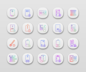 Heating app icons set