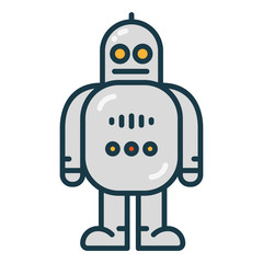 Cute Space Robot Bot Character Flat Color Line Stroke Icon Pictogram