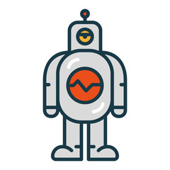 Cute Space Robot Bot Character Flat Color Line Stroke Icon Pictogram