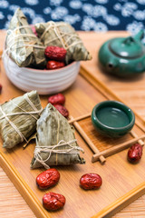 Close-up photos of zongzi and jujube on Dragon Boat Festival