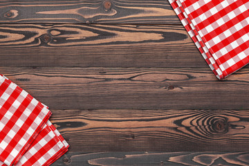 checkered tablecloth on wooden table