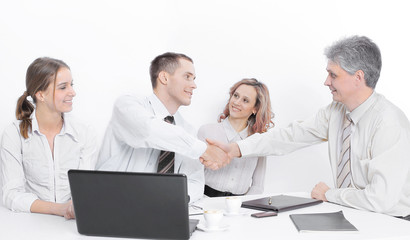 Obraz premium handshake business partners before discussing contract terms