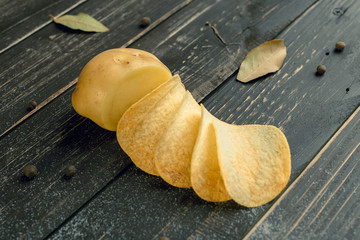 crispy chips and raw potato