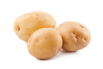 raw yellow potato isolated on white background