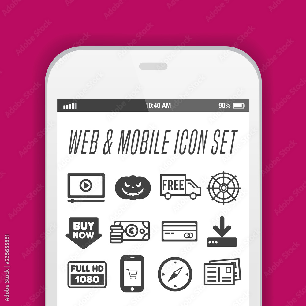 Poster smartphone with app icons - mobile phone with app icons on its screen.