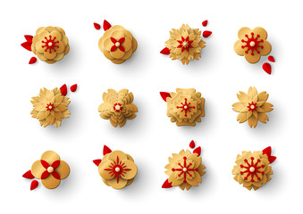 Gold paper cut flowers