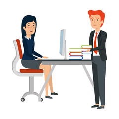 Obraz premium business couple in the workplace