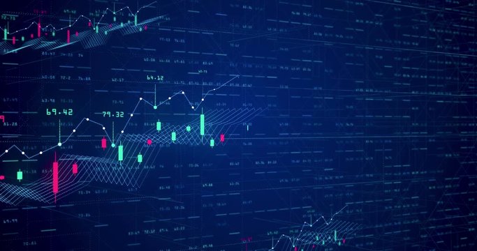 Stock chart animation - abstract digital 3d financial chart animation showing growing value of the stock market