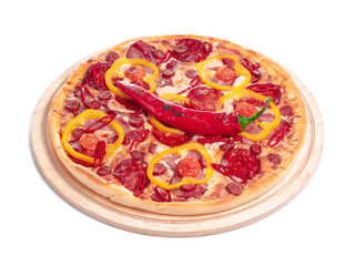 Fresh tasty pizza on white background. Clipping path