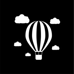 Naklejka premium Hot air balloon icon or logo on dark background