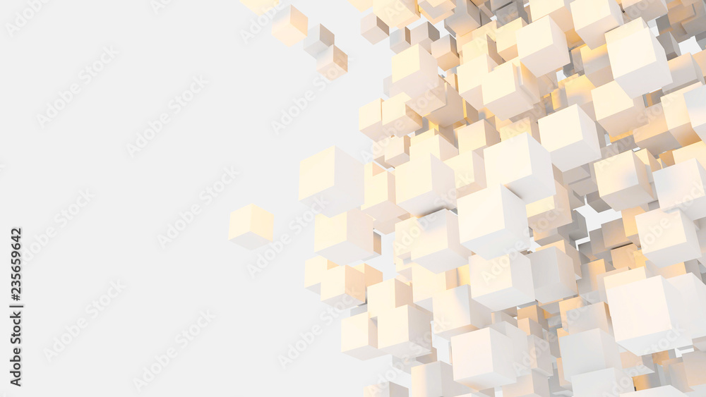 Fototapete 3d render - cubes floating in space