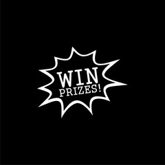 Win prizes! Win prizes icon or logo on dark background