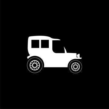 Old motor vehicle icon or logo on dark background