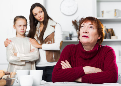 Upset grandmother dont speaking after discord