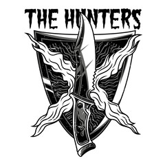 The Hunter Black n White Illustration