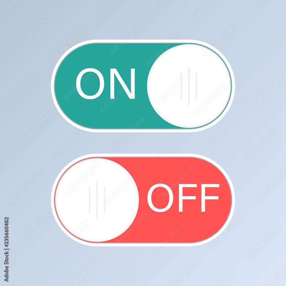 Aufkleber On  off switches.Flat icon On and Off Toggle switch button 