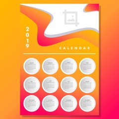 2019 modern calendar is clean, bright colors