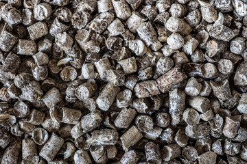 granulated animal food background texture. pelleted compound feed
