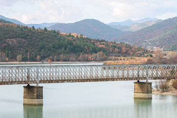 beautiful reservoir at spanish countryside 