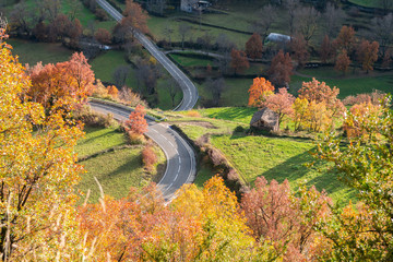 beautiful road landscape at autumn season