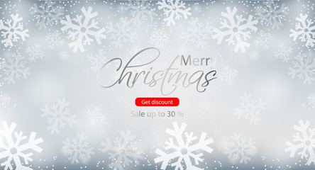 Merry Christmas winter sale brochure Vector. Snowflakes backgrounds