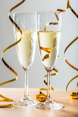 New years eve celebration background with champagne