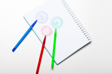 notepad notebook and ball pont pen isolated on white background