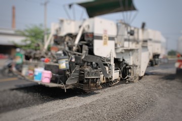 Road construction in Thailand, picture blurred