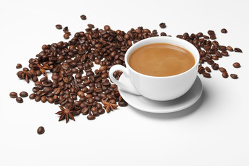 Coffee bean small cup full of coffee bean isolated on white