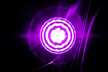 Long shutter speed of electric lantern with purple light.