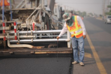 Road construction in Thailand, picture blurred
