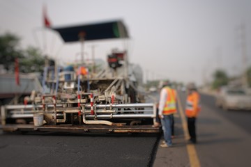 Road construction in Thailand, picture blurred