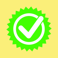 Green approved star sticker vector illustration isolated 