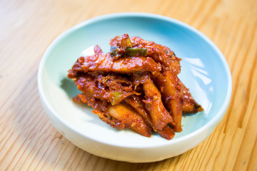 Deodeok banchan is seasoned gochujang