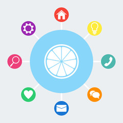 Orange or lemon slice vector icon.