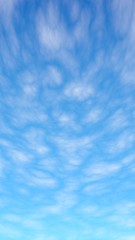 The bright sky in the morning. Blue sky background with white clouds. Cumulus white clouds in the clear blue sky. 3D illustration