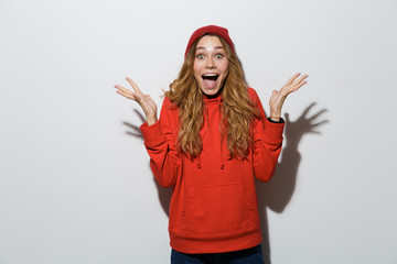Portrait of an excited young woman
