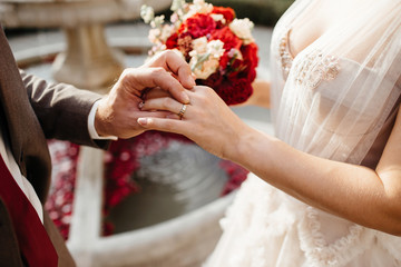hands of the bride and groom