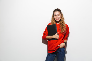 Portrait of a lovely young woman wearing hoodie