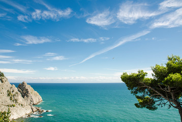 Fototapeta premium view of the sea bay in the mountains