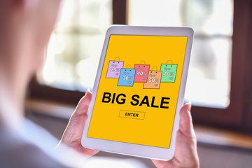Big sale concept on a tablet