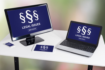 Legal issues concept on different devices