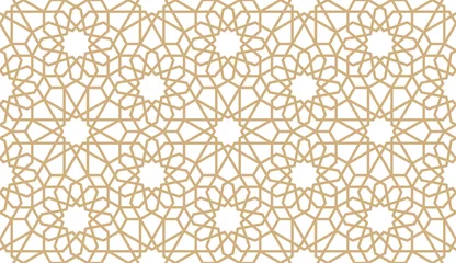 Behang Naadloze gouden oosterse patroon. Islamitische horizontale achtergrond. Arabische lineaire textuur. Vector illustratie. © Rodin Anton