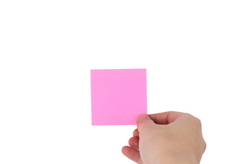 Obraz premium human man hands holding sticky notes paper Creative concept on white background with clipping path