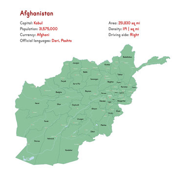 Detailed map and infographic of Afghanistan
