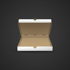 vector cardboard pizza box mockup.