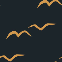 abstract seamless pattern with gulls birds