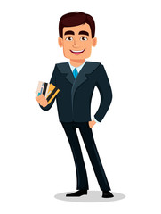 Obraz premium Business man cartoon character in formal suit
