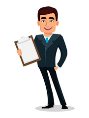 Business man cartoon character in formal suit