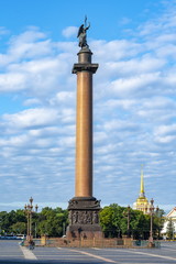 Alexander column on Palace square, Saint Petersburg, Russia - obrazy, fototapety, plakaty